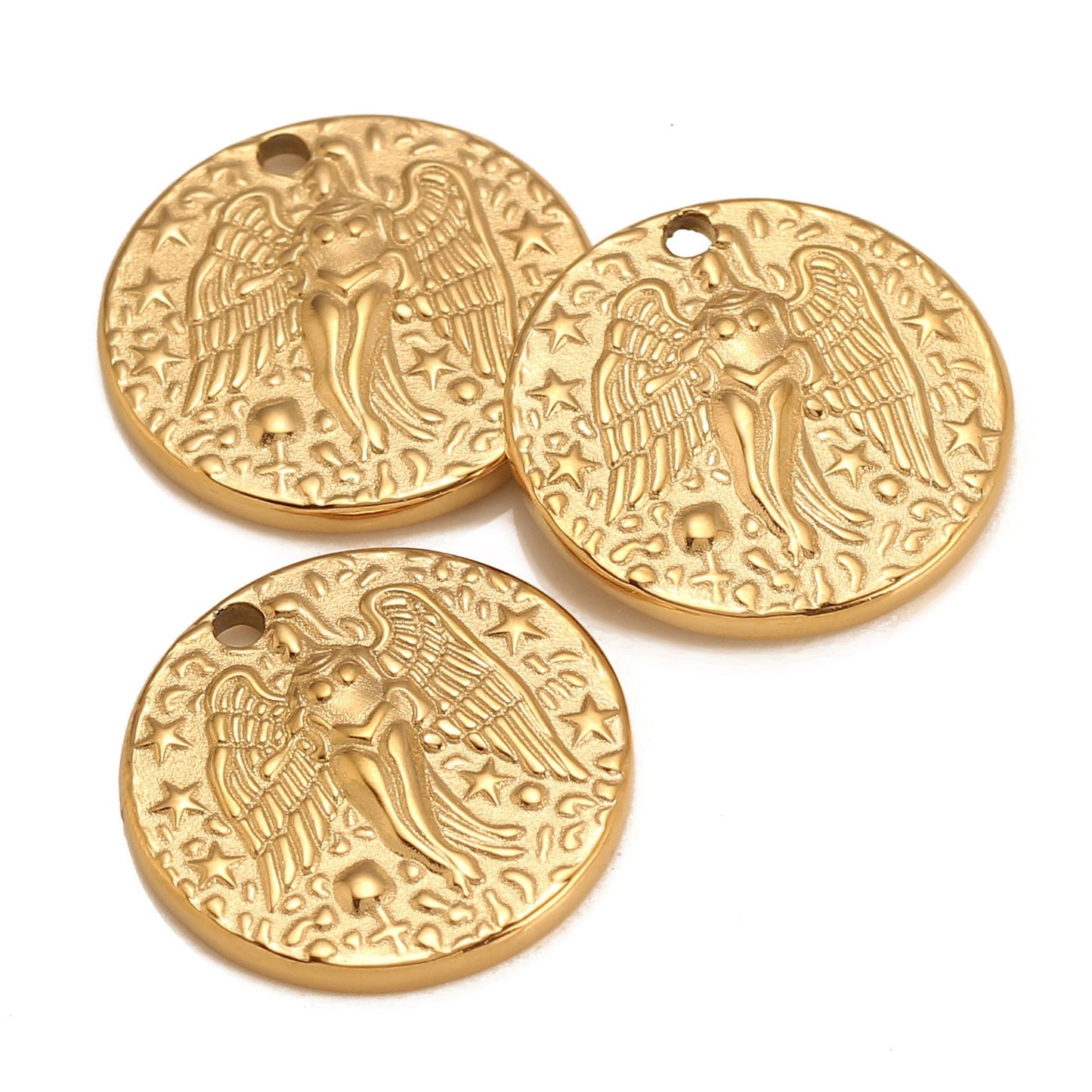 Angel Stainless Steel Round Pendant