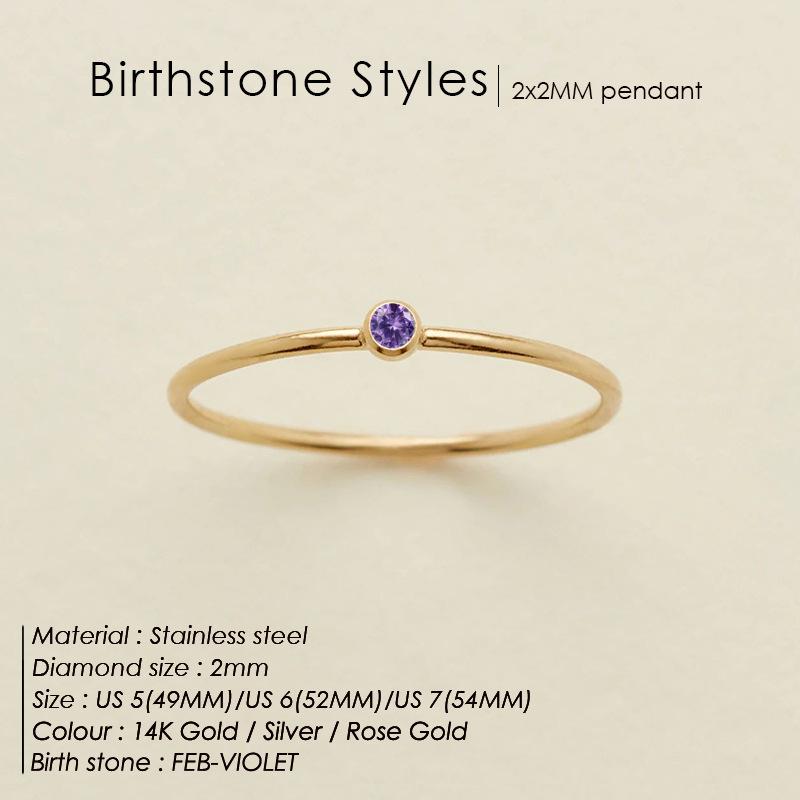 Stainless Steel Birthstone Classic Stacking Ring