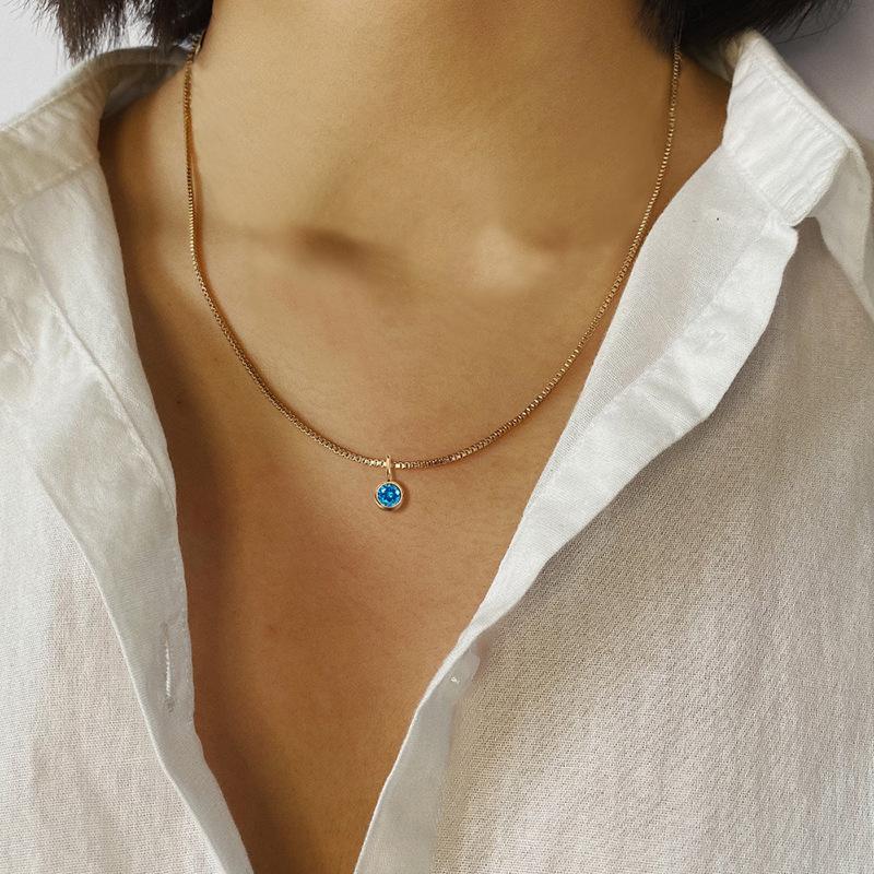 Trends Box Chain Birthstone Necklace