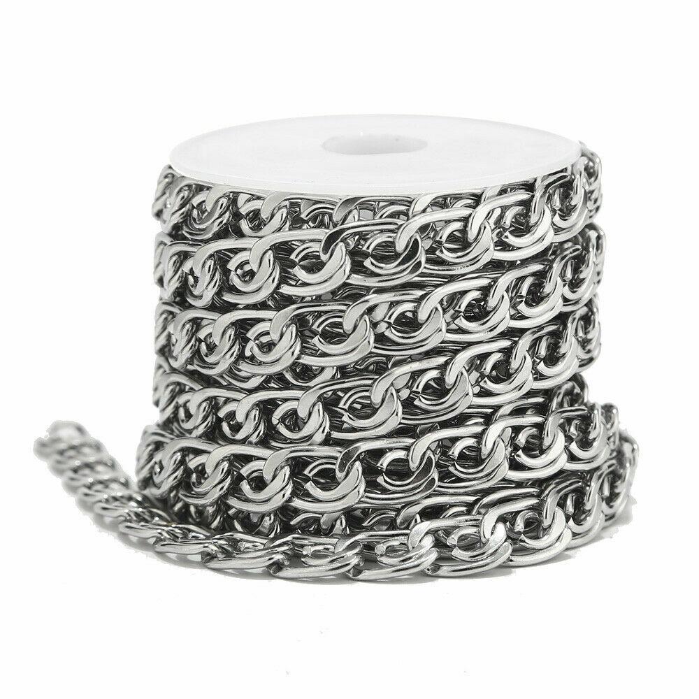 Stainless Steel 8mm Width Oval Cutout Chain - By the Meter