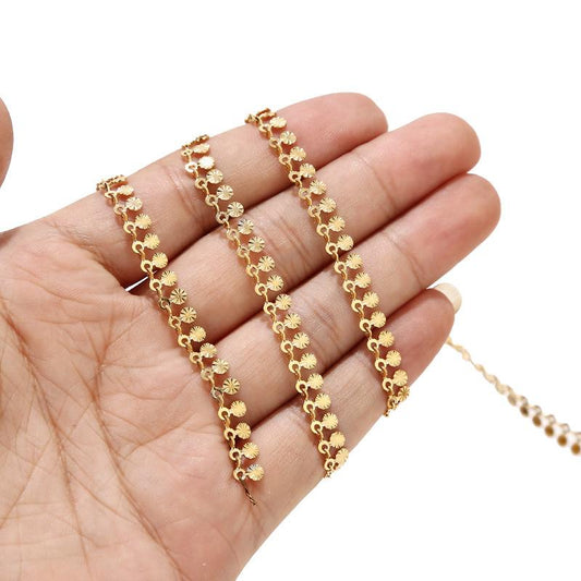6mm Stainless Steel Flower Anklet Chain - By the Meter