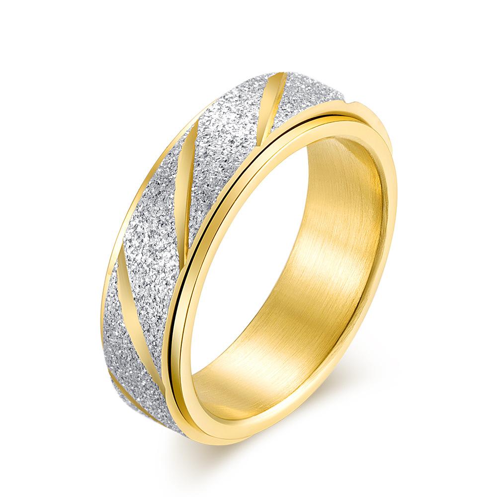 Brushed Flower Spinner Stainless Steel Ring