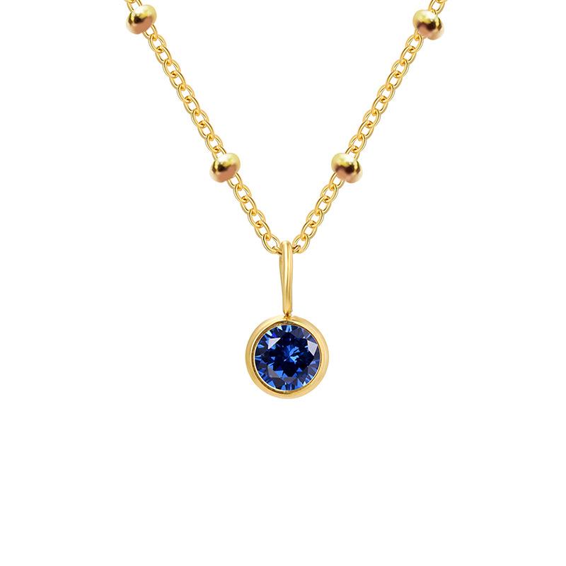 Stainless Steel Ball Chain Birthstone Necklace
