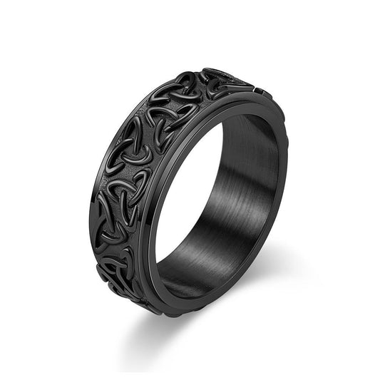 Triangle Celtic Knot Stainless Steel Religious Spinner Ring