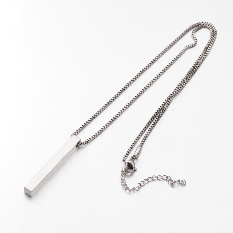 Stainless Steel Rectangular Bar Box Chain Blank Necklace