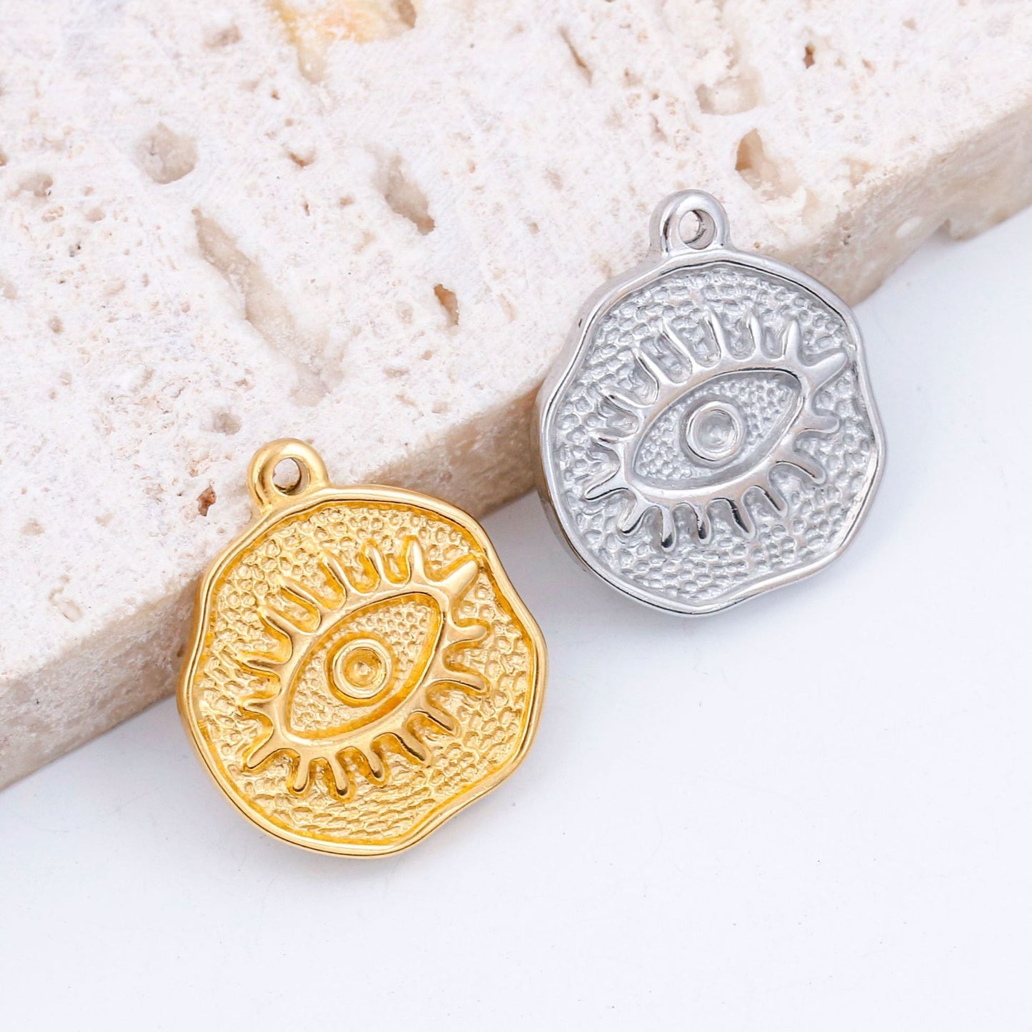 Stainless Steel Irregular Round Devil's Eye Pendant
