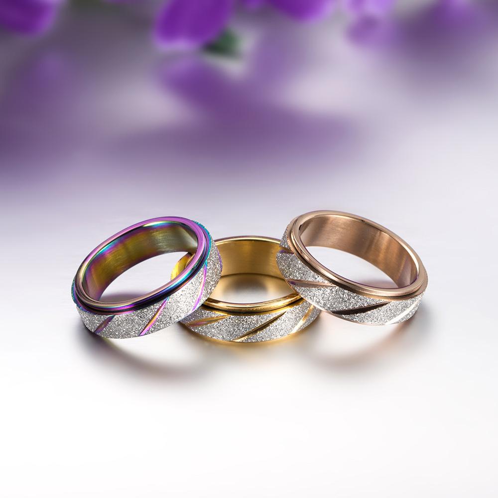 Brushed Flower Spinner Stainless Steel Ring