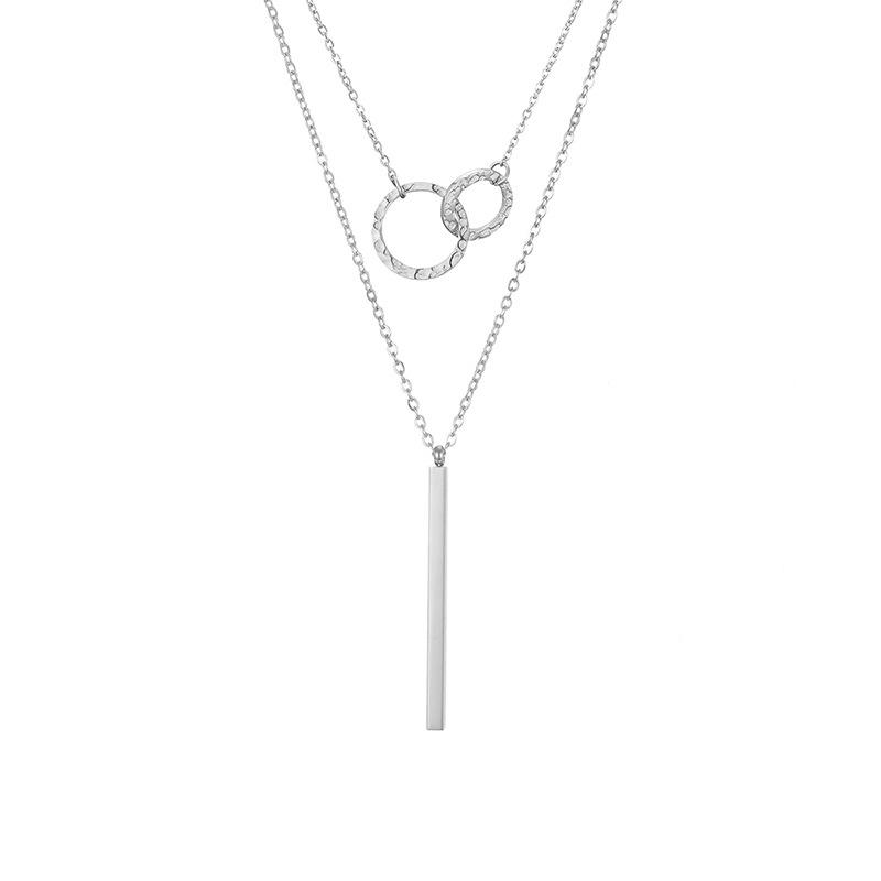Stainless Steel Vertical Bar Layered Necklace