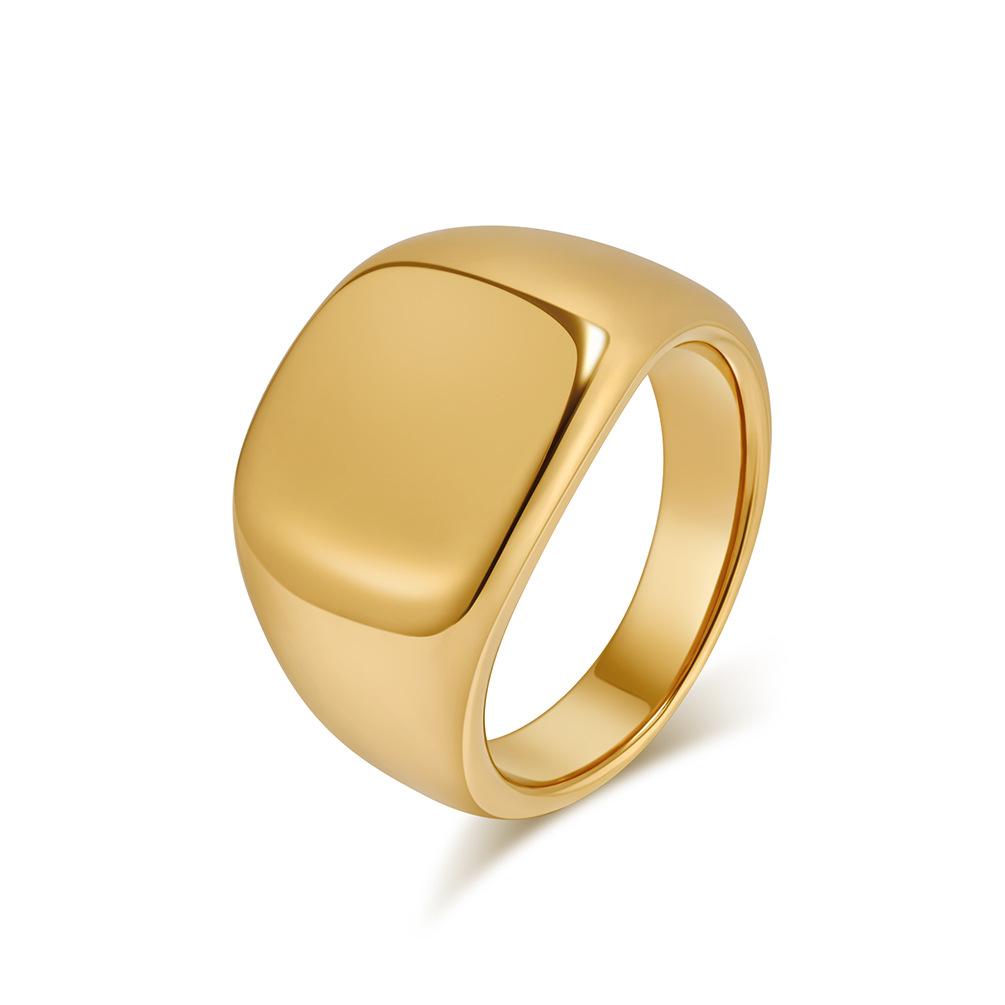 Square Curved Stainless Steel Signet Ring