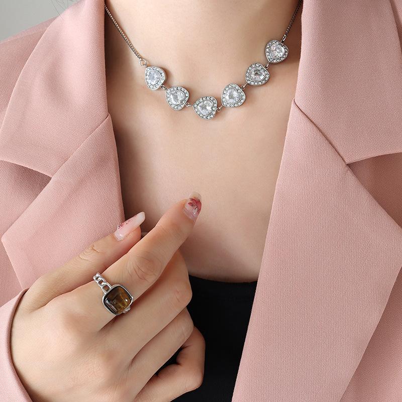 Elegant Heart CZ Box Chain Necklace