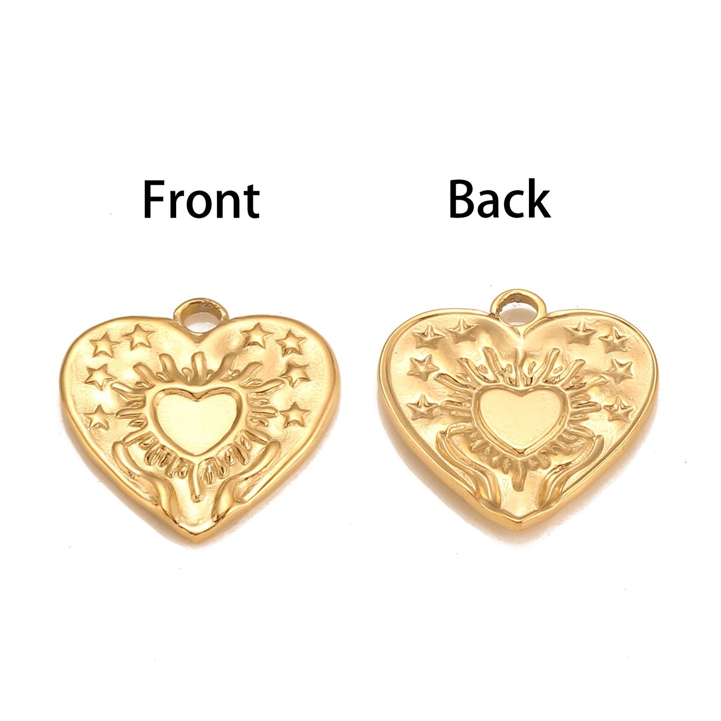 Sun Star Bend Inward Heart Shape Stainless Steel Pendant