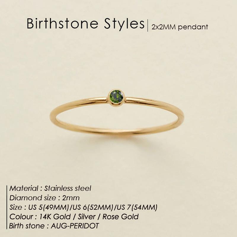 Stainless Steel Birthstone Classic Stacking Ring