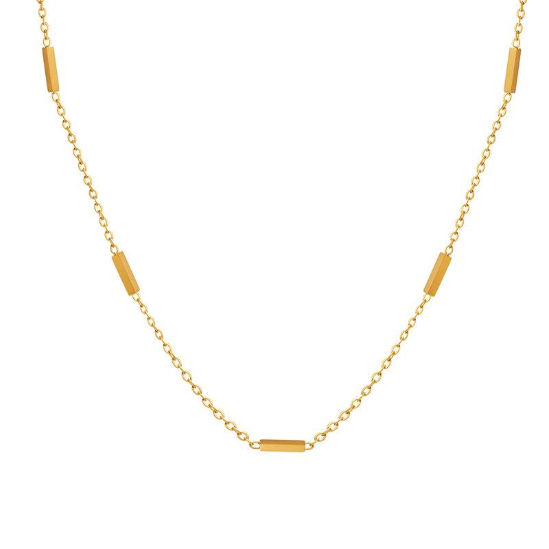 Small Bars Stainless Steel Cable Link Chain Necklace