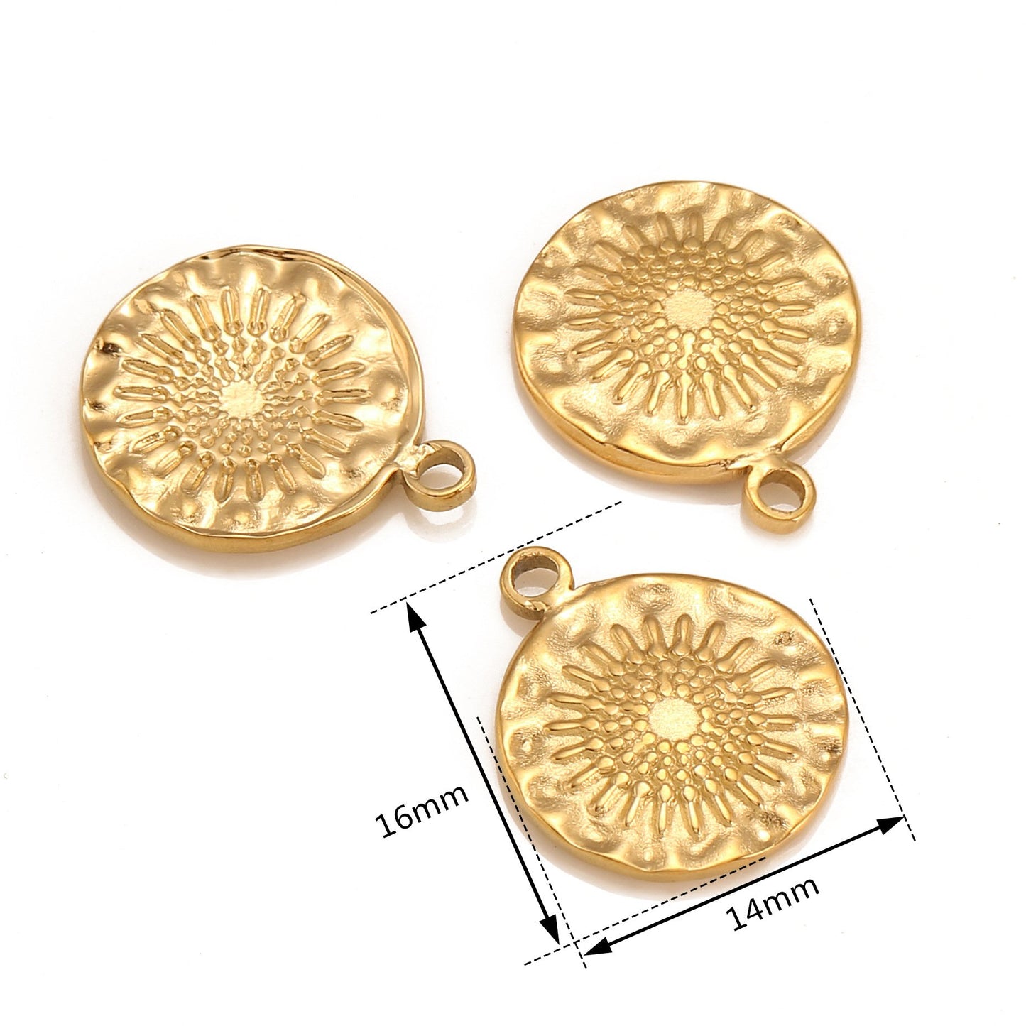 Pendentif rond en acier inoxydable en forme de tournesol pour femme