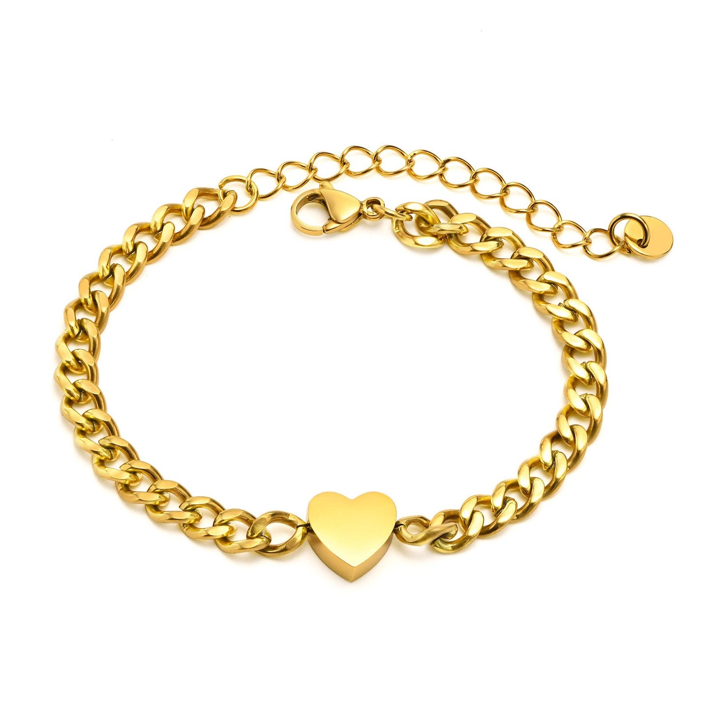 5mm Stainless Steel Heart Cuban Chain Blank Bracelet