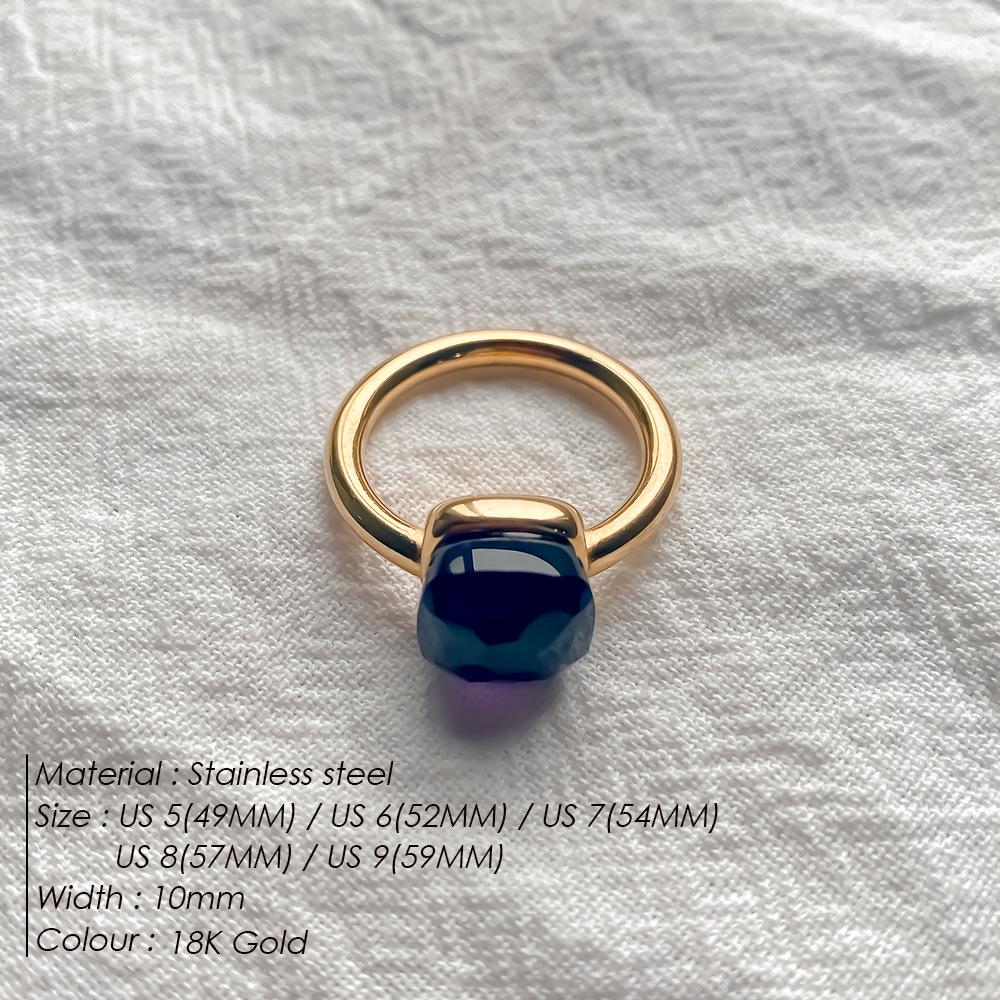 Stainless Steel Irregular Square Birthstone Ring