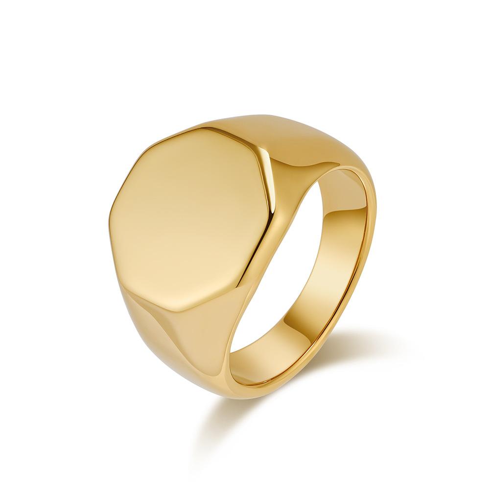 Six-Sided Polished Stainless Steel Signet Ring
