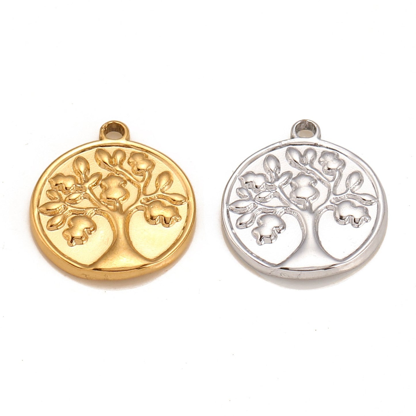 Stainless Steel Tree Pattern Round Pendant