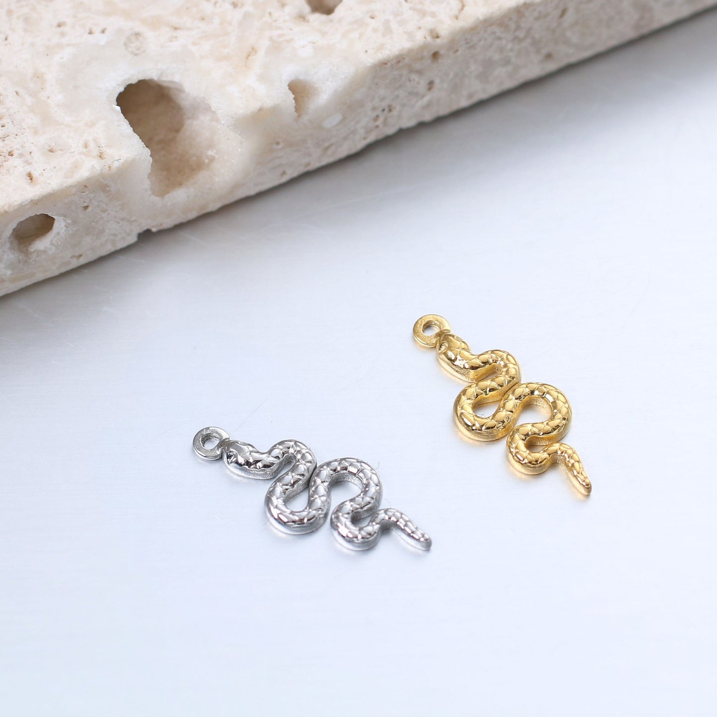 18K Gold PVD Stainless Steel Snake Pendant
