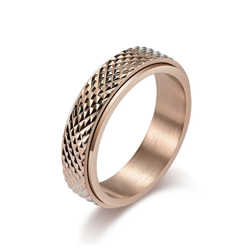 Stainless Steel Diamond Snakeskin Spinner Ring