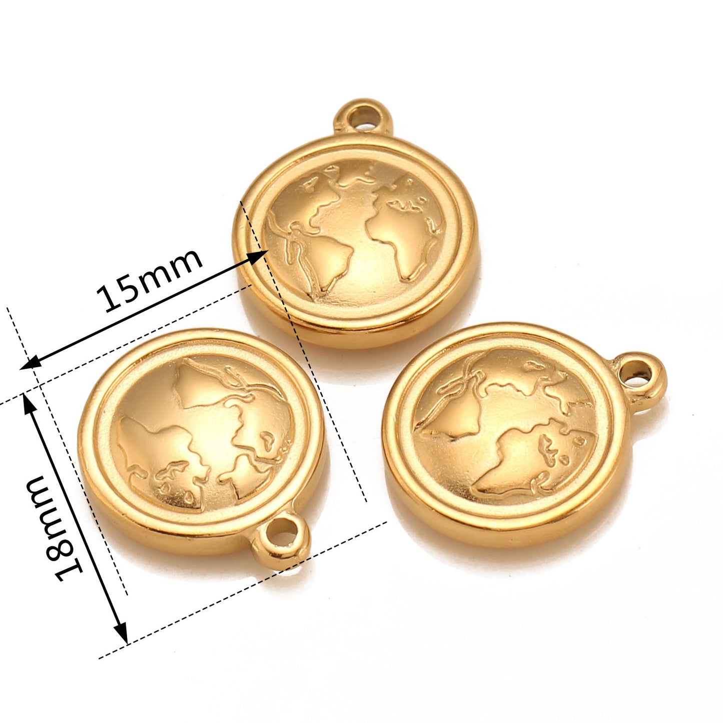Pendentif rond en acier inoxydable représentant une carte