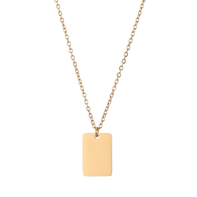 Stainless Steel 18x12mm Square Blank Necklace