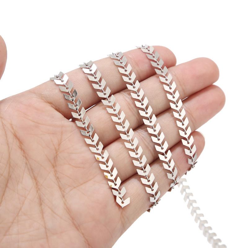 6mm Stainless Steel Leaf Link Chain - By the Meter