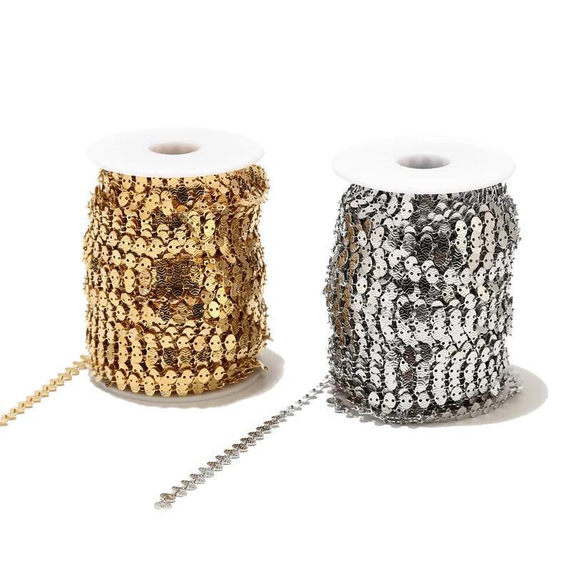 6mm Stainless Steel Texture Disc Chain - By the Meter