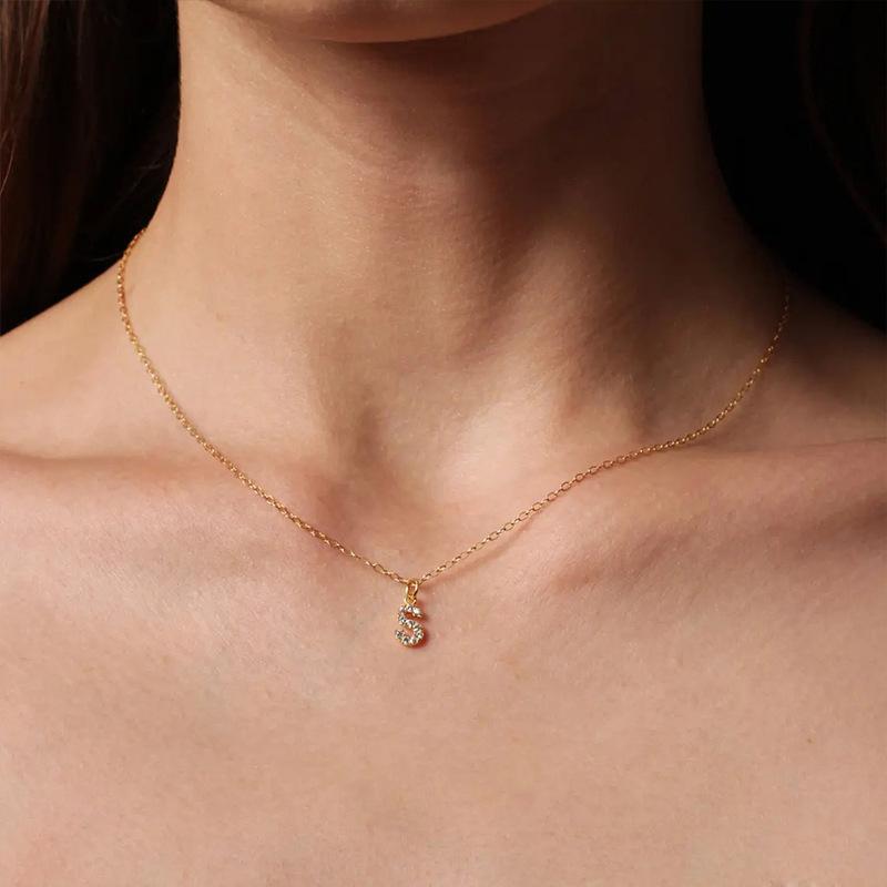 Letter Inlay Cubic Zirconia Pendant Necklace