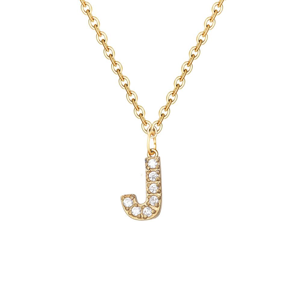 Letter Inlay Cubic Zirconia Pendant Necklace