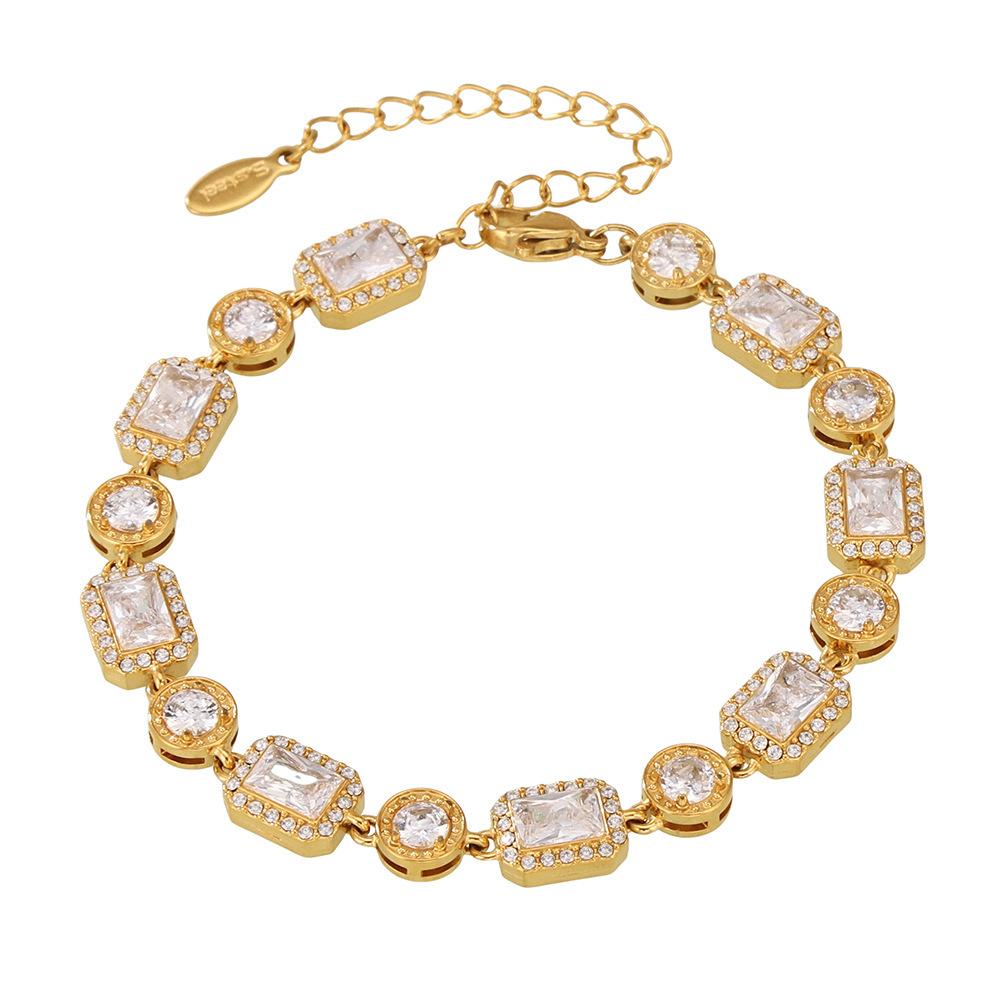 Stainless Steel Square Cubic Zirconia Bracelet