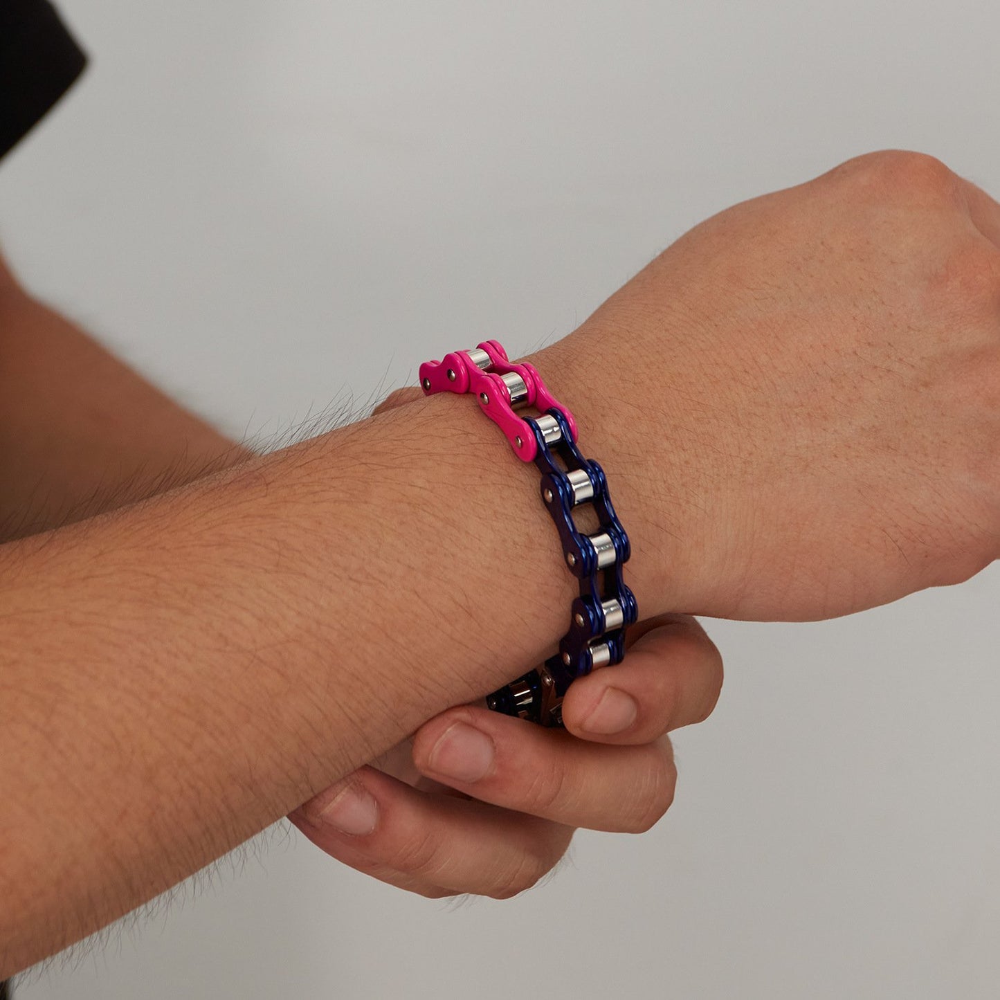 Stainless Steel Yellow and Purple Bike Chain Bracelet