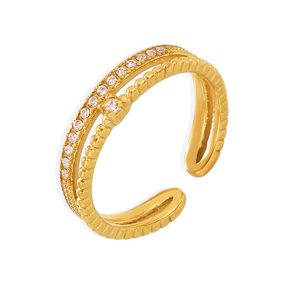 Bague en acier inoxydable avec double couche incrustée de zircone cubique