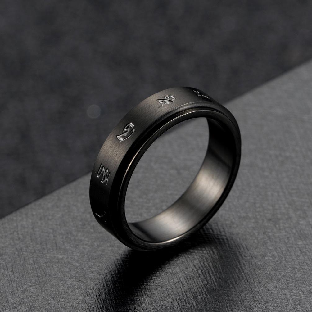 Stainless Steel Black Spinner Ring