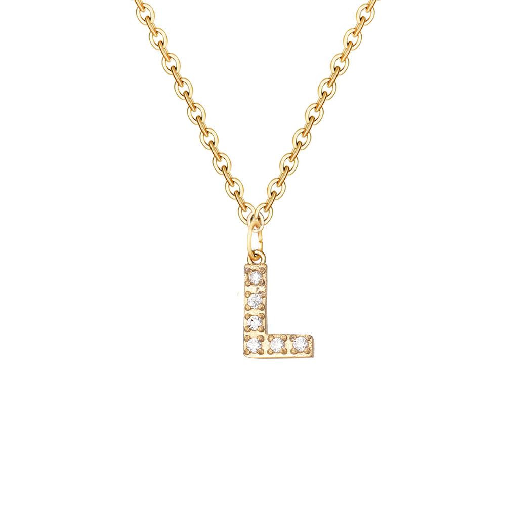 Letter Inlay Cubic Zirconia Pendant Necklace