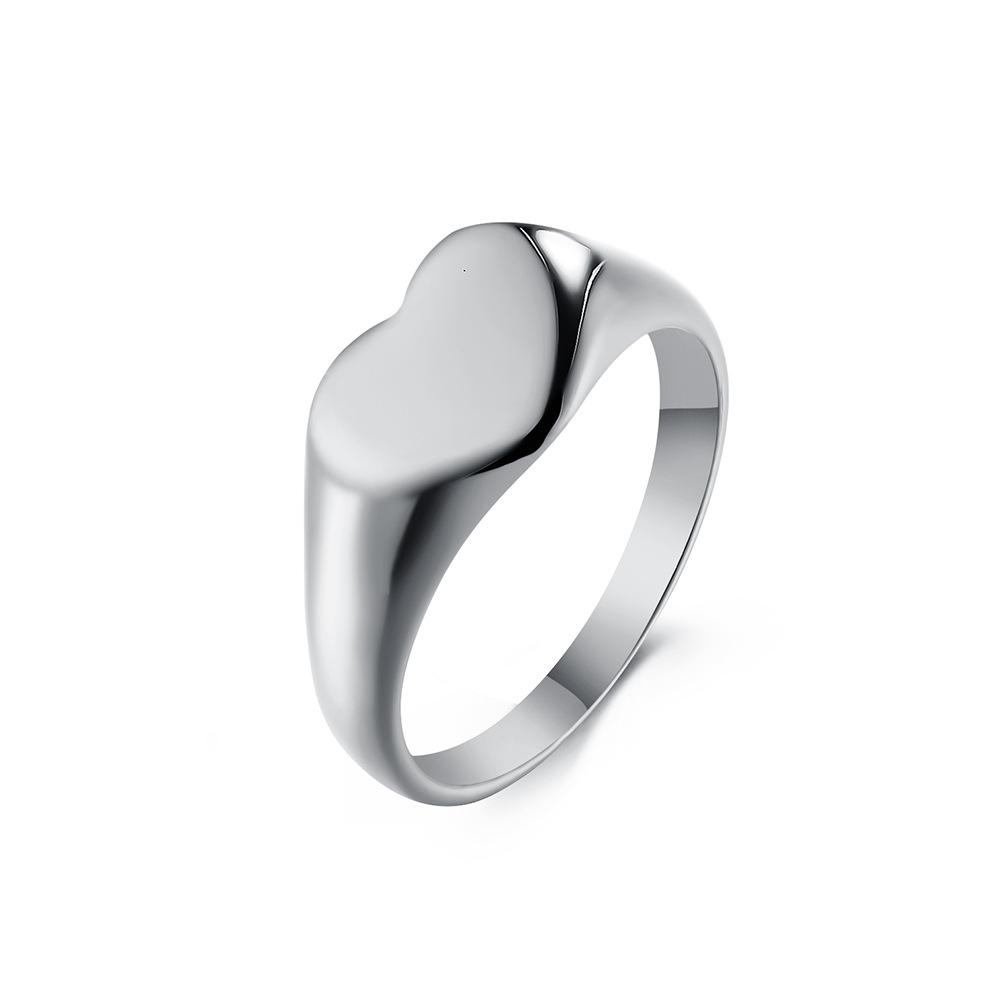 Heart Shape Polished Stainless Steel Women's Ring