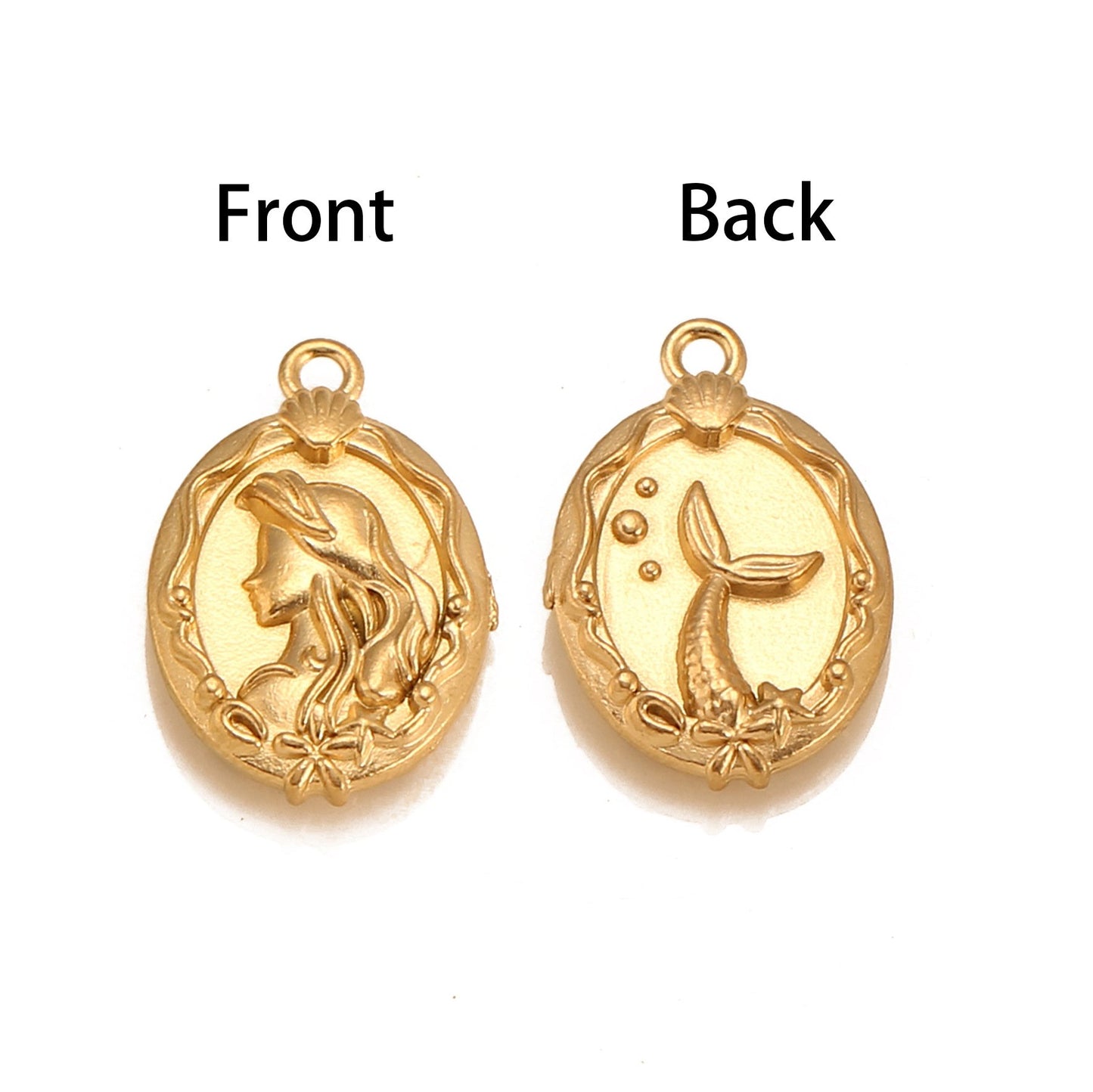 Stainless Steel Mermaid Double Sided Pendant