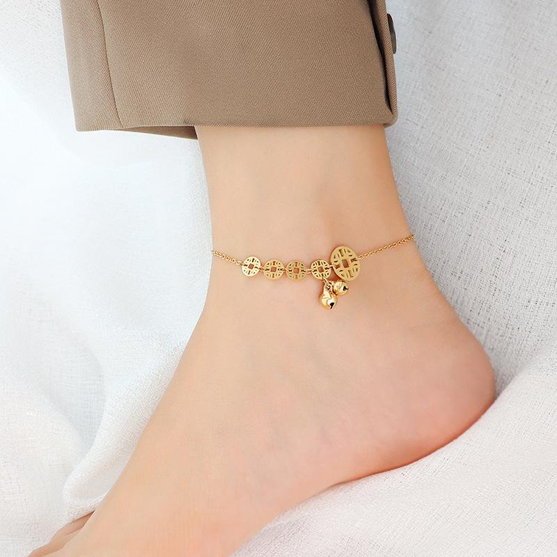 Bell Chain Stainless Steel Copper Coin Anklet
