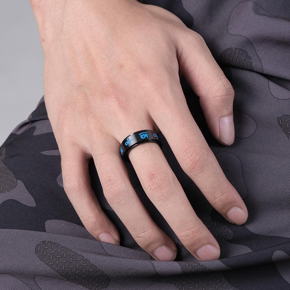 Cross Eye of Horus Stainless Steel Spinner Ring