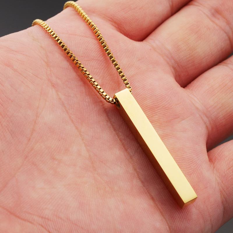 Stainless Steel Rectangular Bar Box Chain Blank Necklace