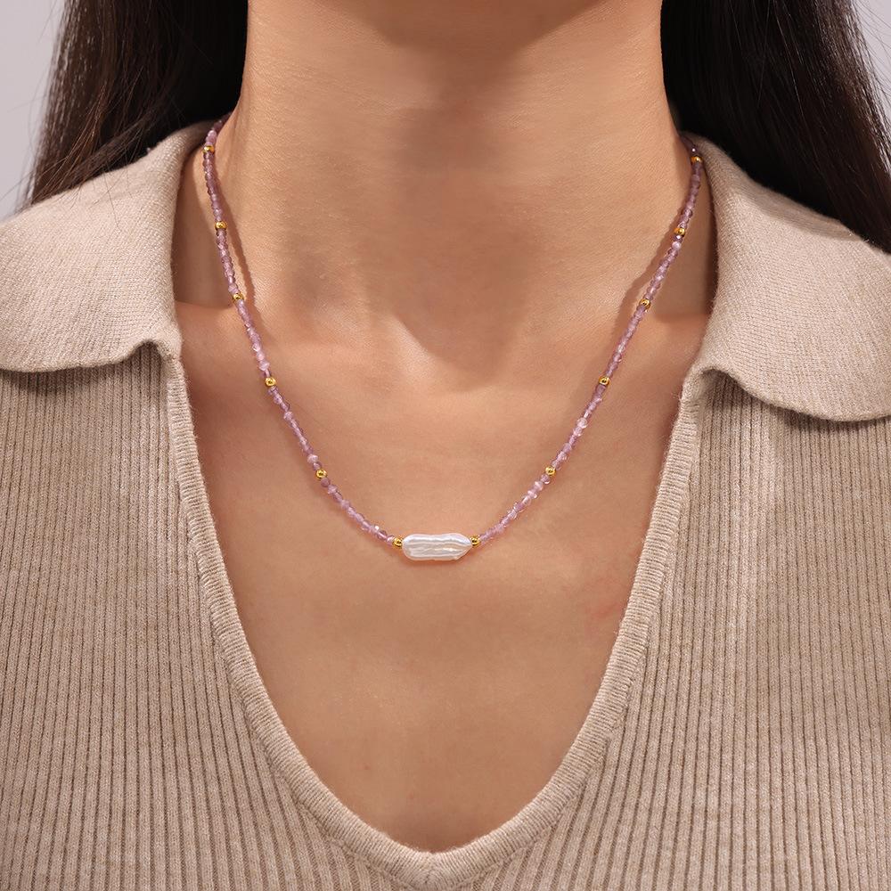 Stainless Steel Freshwater Pearl Pendant Beaded Necklace