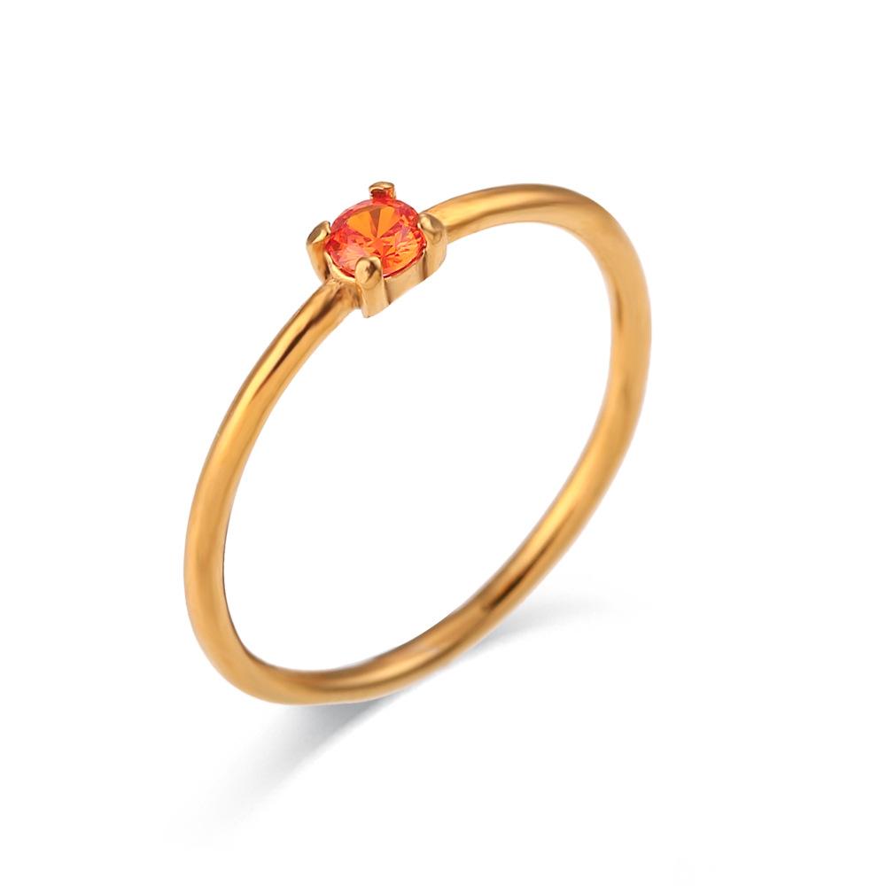 18K Gold PVD Stainless Steel Prong Set Birthstone Ring