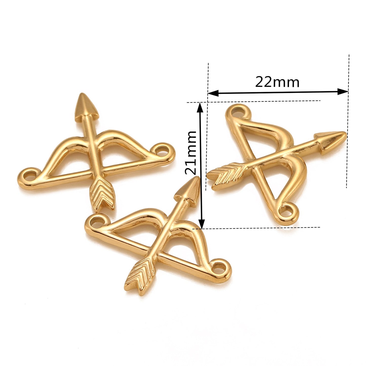 18K Gold PVD Stainless Steel Cupid Bow And Arrow Pendant