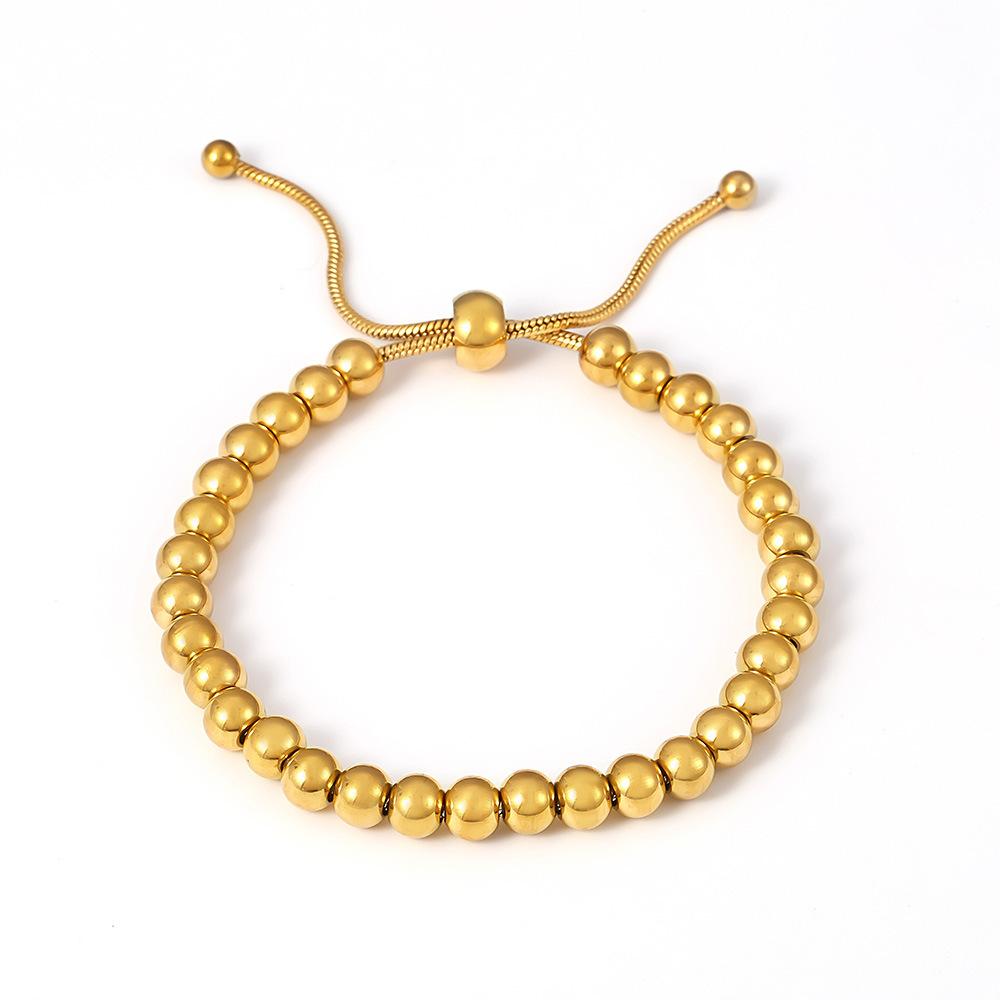 Stainless Steel 18K Gold PVD Beaded Bracelet