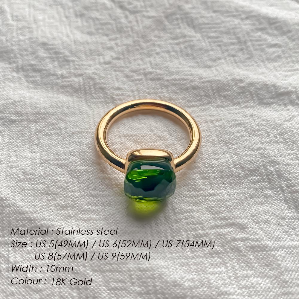 Stainless Steel Irregular Square Birthstone Ring