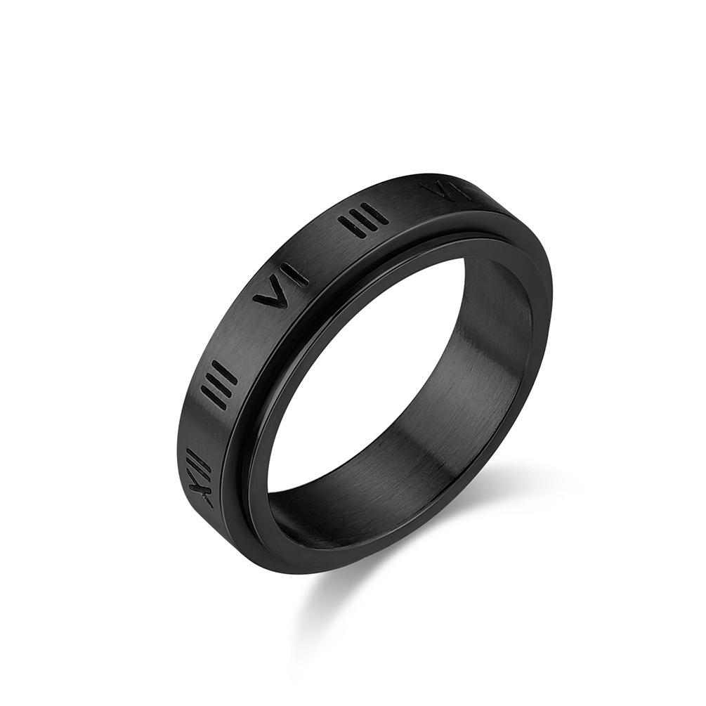 Roman Numeral Stainless Steel Spinner Ring