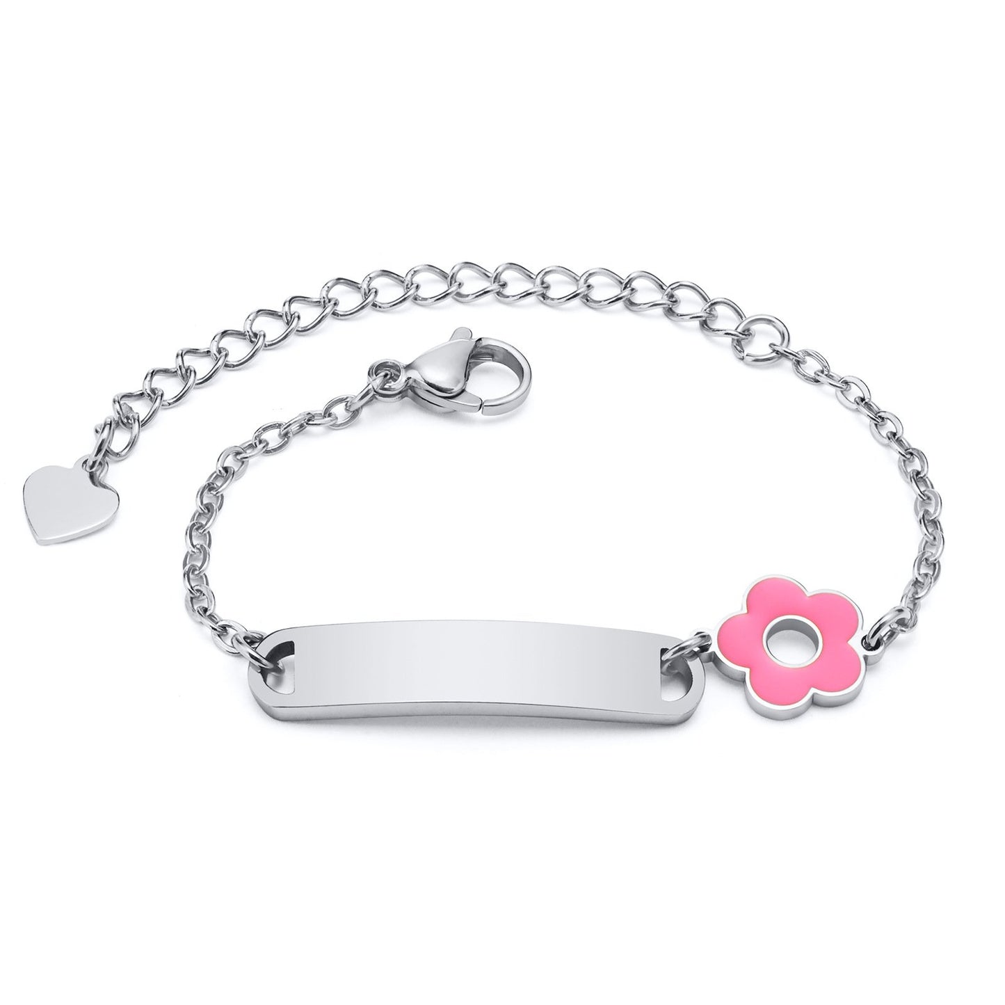 Women and Baby Pink Flower Charm Blank Bracelet