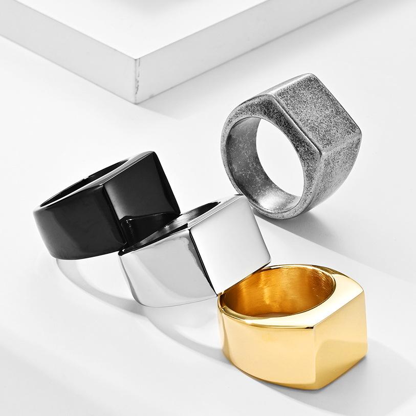 Stainless Steel Polished Signet Blank Ring