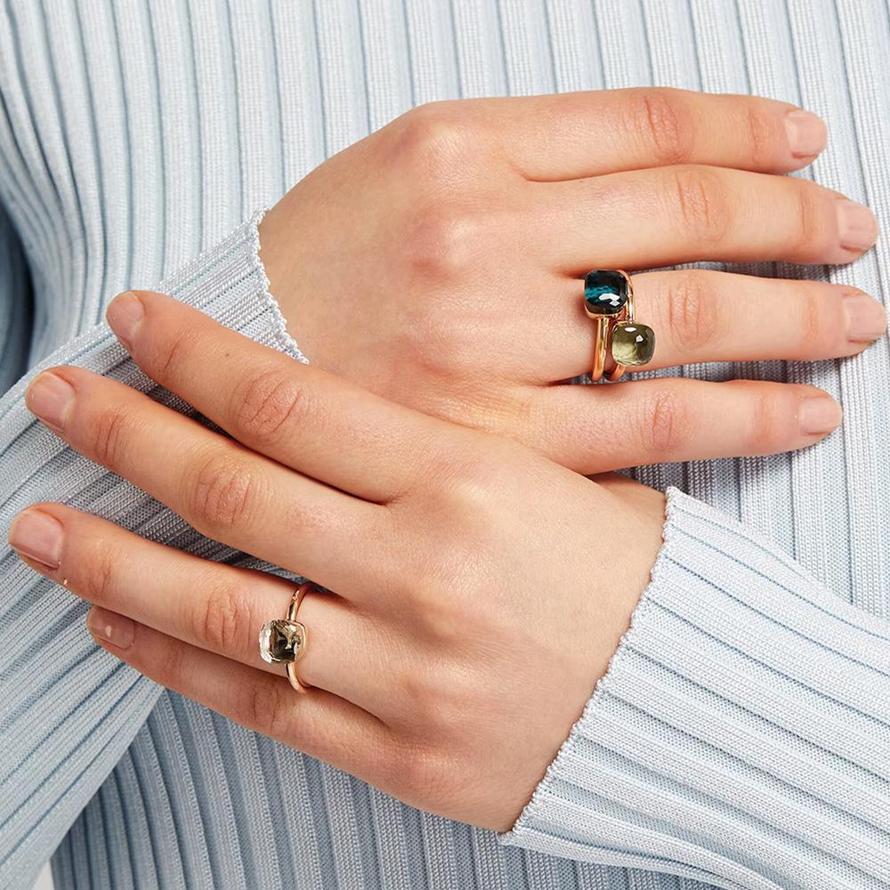 Stainless Steel Irregular Square Birthstone Ring
