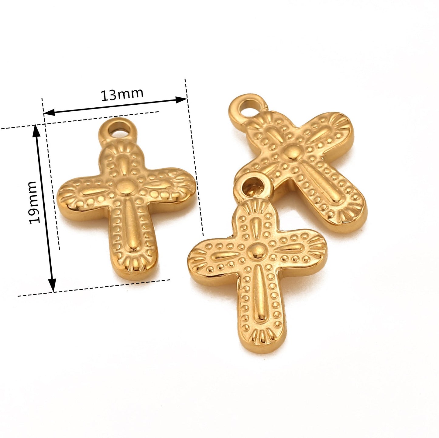 Stainless Steel Embossed Cross Pendant